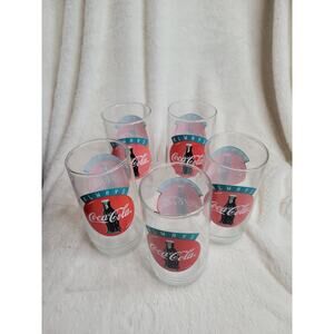VTG 90s COKE Always Coca-Cola Graphic Logo Print Drinking Glasses✨️Set of 5